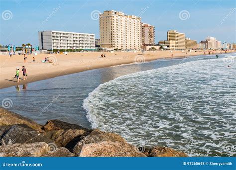 View of Virginia Beach Boardwalk Hotels and Beach Editorial Stock Photo ...