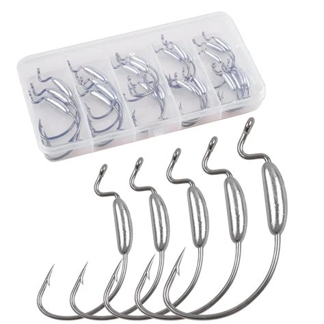 25Pcs Worm Jig Heads Weighted Jig Hooks For Bass Fishing Wide Gap Crank