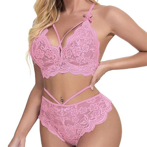 Cheap Transparent Lingerie Set Women Lace Bowknot Push Up Bra And Panty