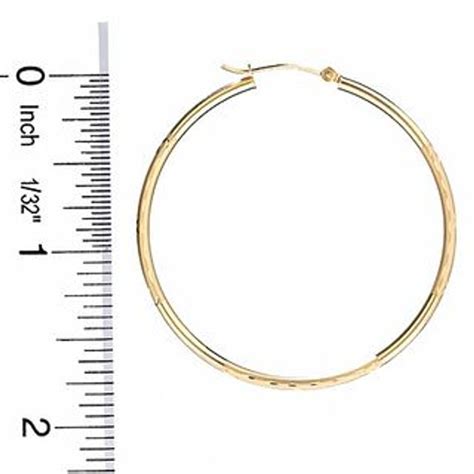 Peoples 14k Gold 47mm Satin And Diamond Cut Hinged Hoop Earringspeoples Jewellers Bramalea