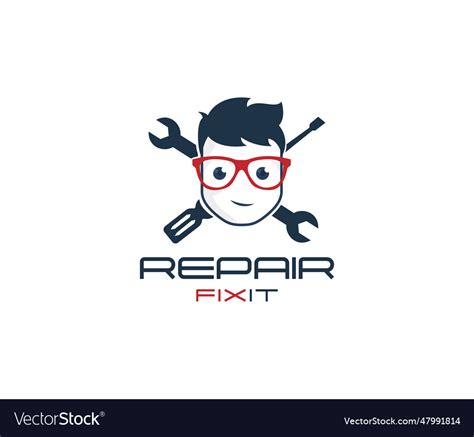 Geek Repair Fix It Logo Royalty Free Vector Image