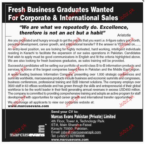 Fresh Business Graduates Job Opportunity 2024 Job Advertisement Pakistan