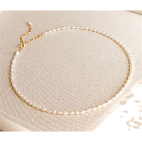 Pearl Necklace Rice Pearl Necklace Bridal Jewelry Etsy