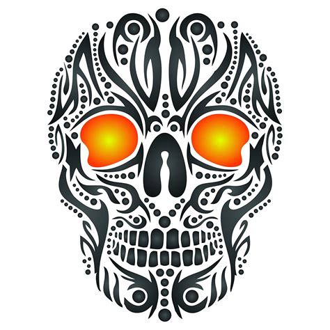 Skull Tribal Tattoo Stencils