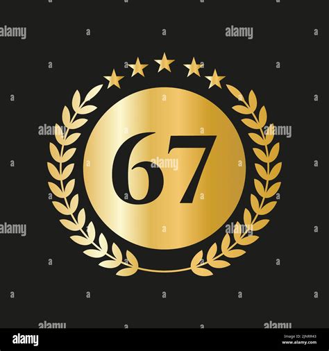 67 Years Anniversary Celebration Icon Vector Logo Design Template With