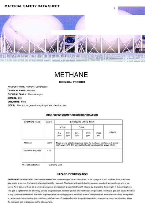 Solution Methane Material Safety Data Sheet Msds Studypool