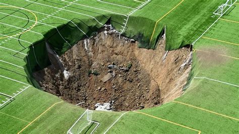 Drone Video Sinkhole Opens Up At Alton Illinois Soccer Field Ksdk