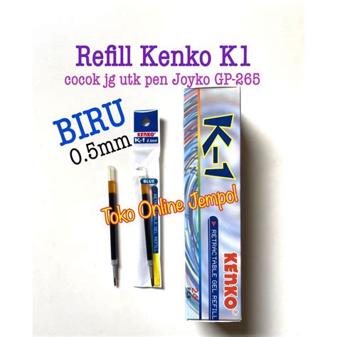 Jual BIRU Refill Pulpen KENKO K1 0 5 Tinta Gel Isi Ulang Pen Blue Ink