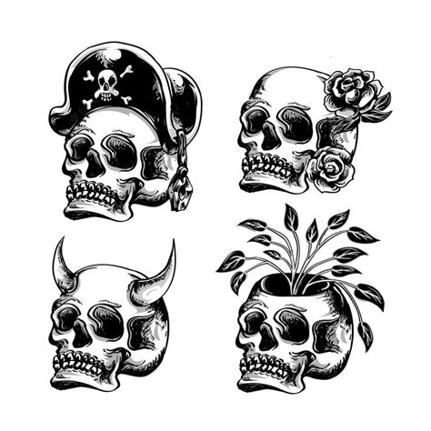 Premium Vector Set Of Skull Head Vector Illustration