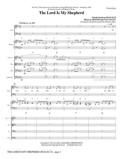 The Lord Is My Shepherd Full Score By Dennis Allen Choir Digital Sheet Music Sheet Music