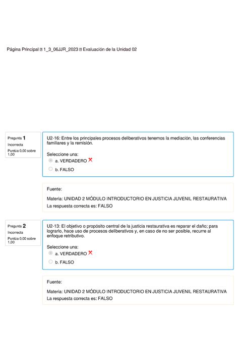 U2 TEST COMPRENSIÓN DE CONOCIMIENTOS Página Principal 1 3 06JJR 2023