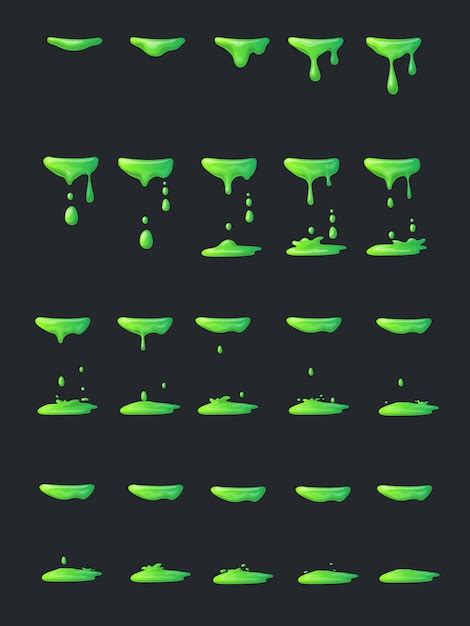 Premium Vector Slime Animation Liquid Green Drop Cartoon Splash