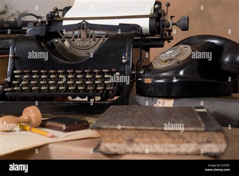 Vintage office desk Stock Photo - Alamy