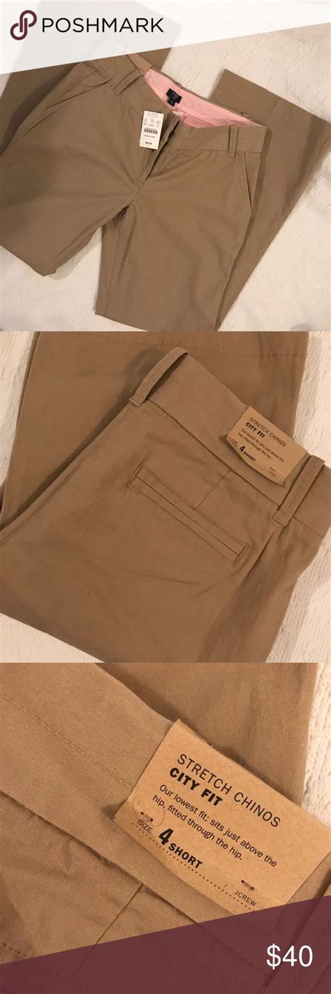 “j Crew” Tan Stretch Chinos City Fit Nwt 4 Short Sits Just Above Hop