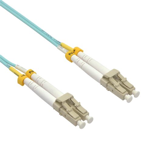 1m LC UPC LC UPC OM4 Multimode Duplex OFNR 2 0mm Aqua Fiber Optic Patch