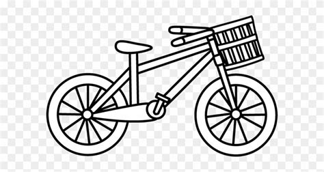 White Bicycle With A Basket - Bike Clip Art Black And White - Free ...