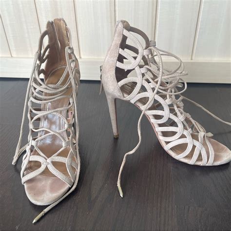 Aquazzura Firenze Nude Strappy Peep Toe Stilleto He Gem