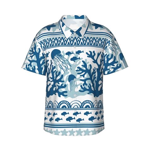 Kll Mens Hawaiian Shirt Short Sleeve Button Down Beach Shirts Sea