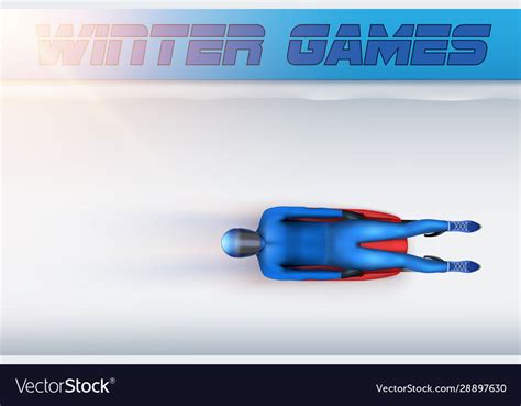 Luge in motion on sport track Royalty Free Vector Image