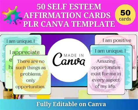 Affirmation Cards Plr Canva Template