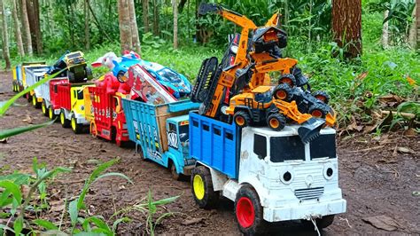 Mobil Truk Tronton Panjang Penuh Mobil Mobilan Tayo Excavator Bus Oleng