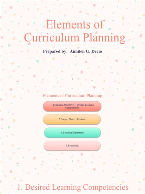 Elements Of Curriculum Planning Pdf Learning Curriculum