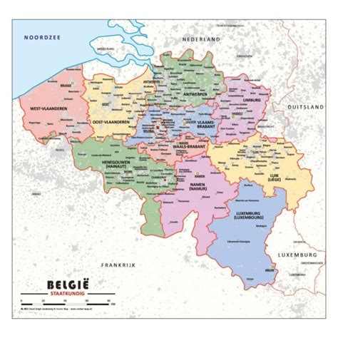 Gedetailleerde Provinciekaart België Vector Map De Online Kaarten Shop