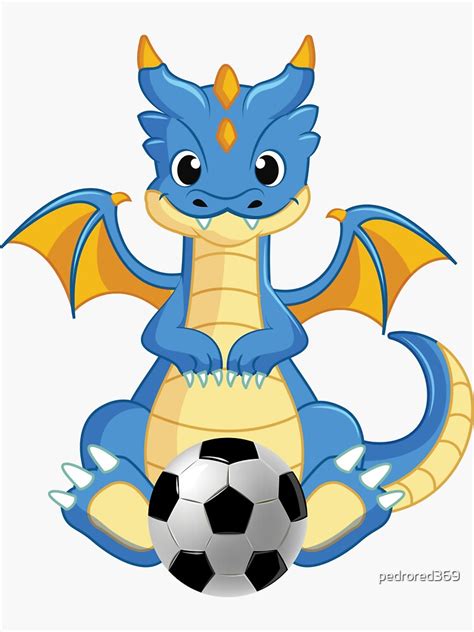 Dragon Playing Soccer Funny Good Dragon Football Lovers Blue Design