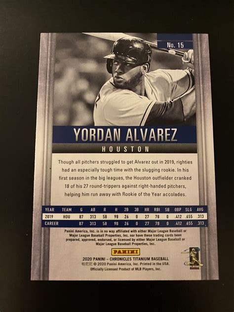 2020 Panini Chronicles Titanium Yordan Alvarez Green Parallel Rookie RC