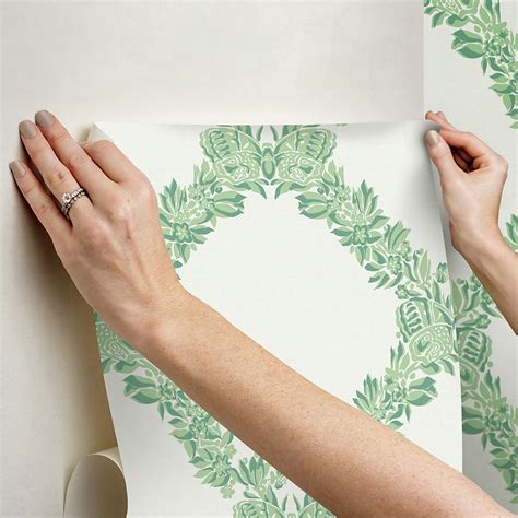 SCS6051 Jade Wreath Peel and Stick Wallpaper by Scalamandré