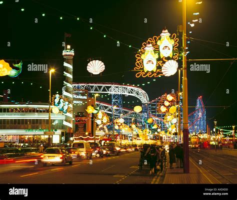 Illuminations And Pepsi Max Big One At Night Pleasure Beach Blackpool Lancashire England Uk