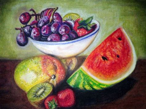 Jay Chandran: "Fruits" Oil Pastel on Paper (A3)