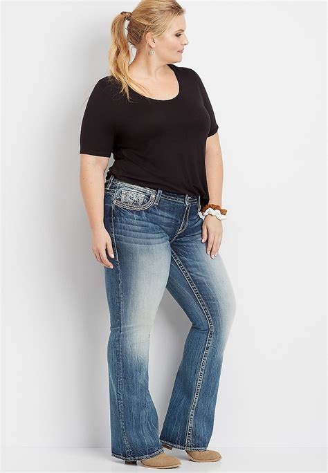 Plus Size Vigoss® Embellished Faux Flap Pocket Bootcut Jean Plus Size Plus Size Outfits