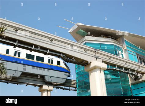 The Palm Jumeirah Monorail Station And Train Dubai United Arab