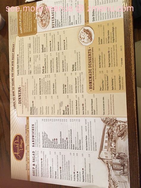 Menu at Amish Door Restaurant, Wilmot