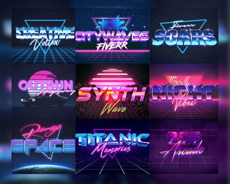 Make 80s retro style neon effects 3d unique logo designs by Arcade ...