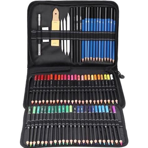 AIZHIYUAN Set de 95pcs Outil de Dessin Crayons de Couleur+Gomme Avec ...