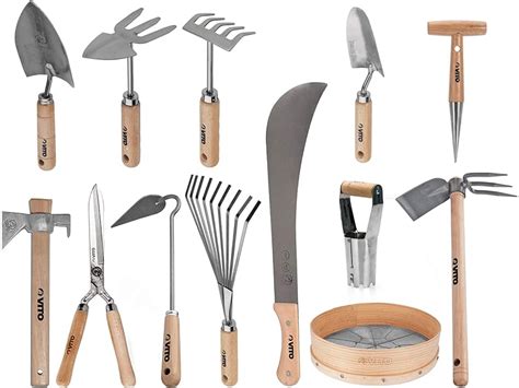 VITO Garden Gartenwerkzeug Set Aus Stahl Und Holz 13 Teile