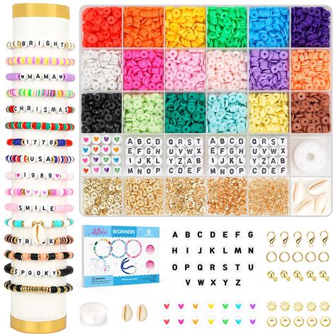 Dowsabel Clay Beads Bracelet Making Kit For Beginner 4000Pcs Preppy