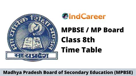 Mp Board Class 8th Time Table 2023 Released Indcareer Schools