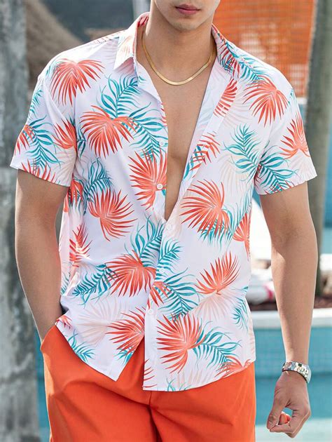 Manfinity Rsrt Men Tropical Print Hawaiian Shirt Shein Usa