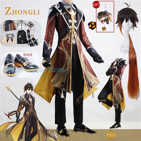 Genshin Zhongli Cosplay Costume Wig Hair Genshin Impact Liyue Morax