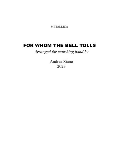 For Whom The Bell Tolls Arr Andrea Siano By Metallica Sheet Music