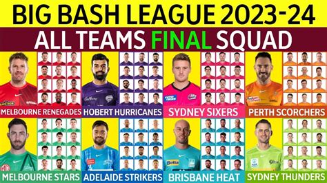 Bbl 2023 24 All Teams Full And Final Squad All Teams Final Squad Big Bash League 2023 24 Youtube