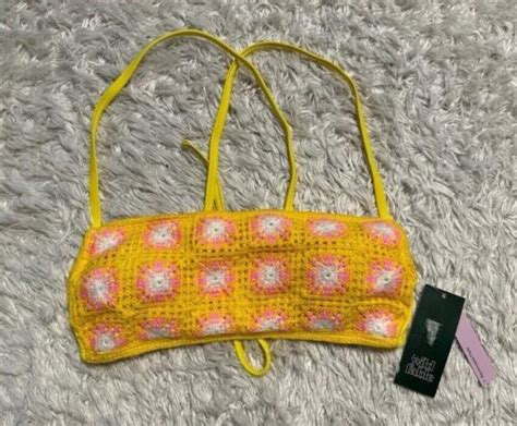 Wild Fable Women S Bikini Top Bralette Crochet Back Tie Yellow Size S 196983051112 EBay