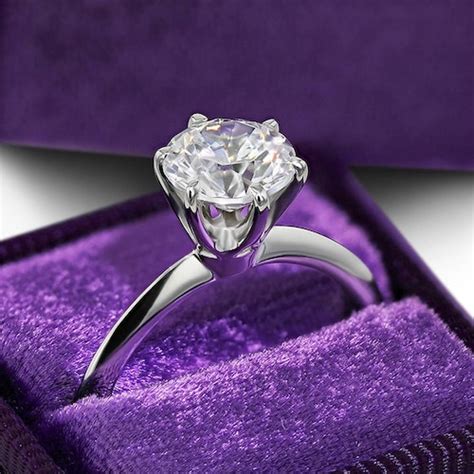 Diamond Engagement Ring 1 Carat Diamond White Gold Band Etsy