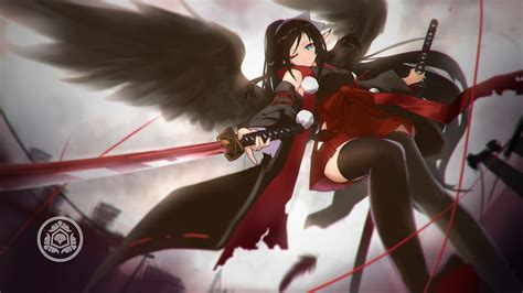 Katana Angel Red Pretty Dress Bonito Sweet Anime Beauty Anime