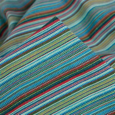 Tissu Jacquard Mexicain Rayures Multicolore Bleu