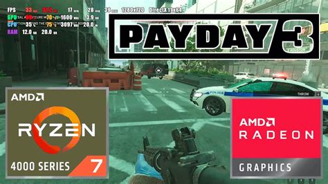 Payday 3 Amd Ryzen 7 4700u Radeon Vega 7 Integrated Graphics Test Gameplay Youtube