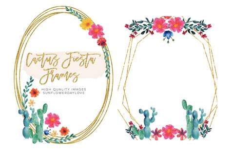 floral Cactus mexican fiesta clip art By Sunflower Day Love | TheHungryJPEG